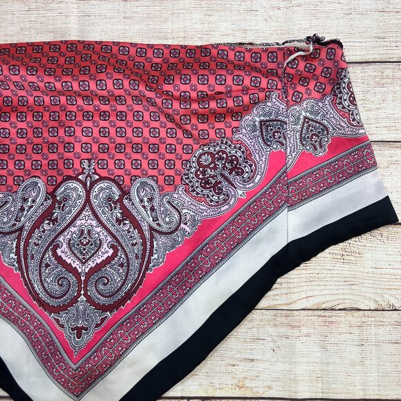 ZARA‎ Women's Paisley Scarf Print Bandana Top Size XS Red Pink Black Boho - Picture 5 of 6